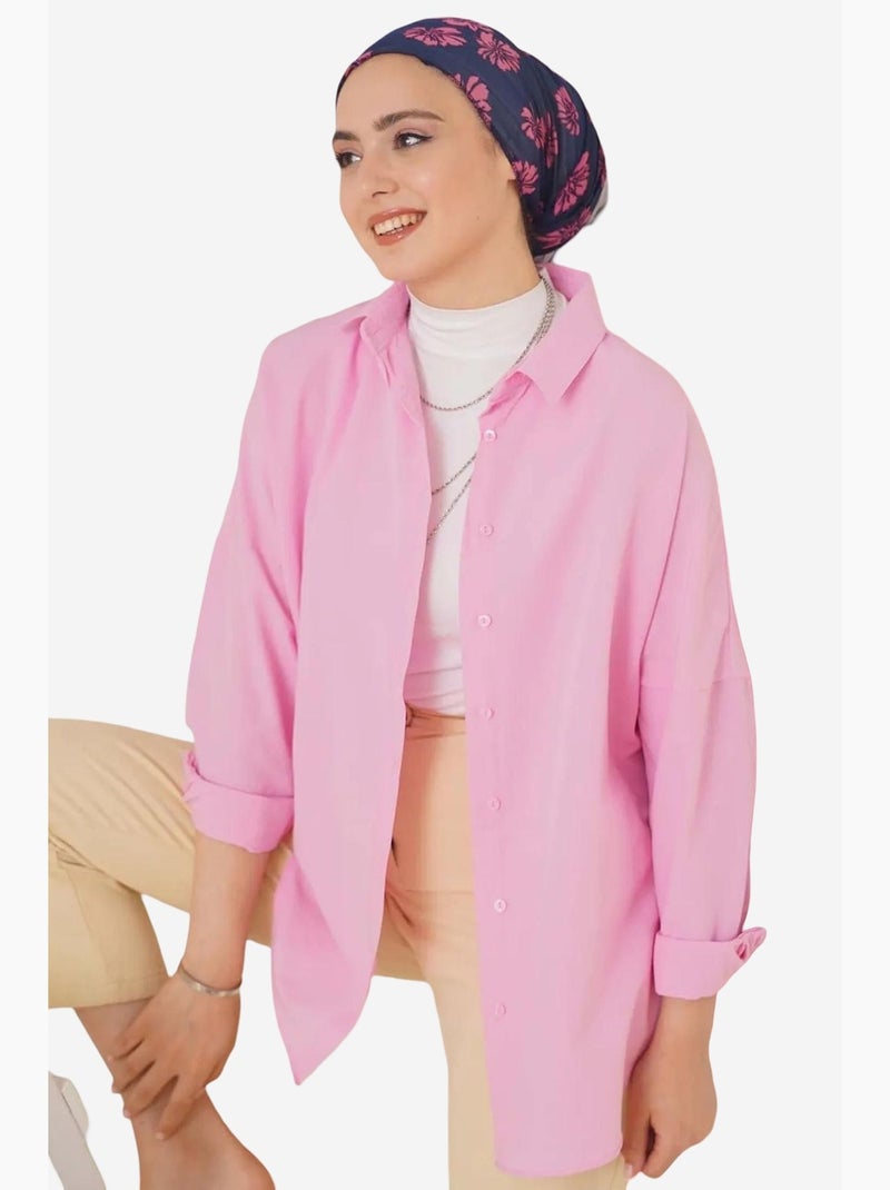 Camisa de popelina relaxed fit com fecho de botões bdart Rosa - Kiabi