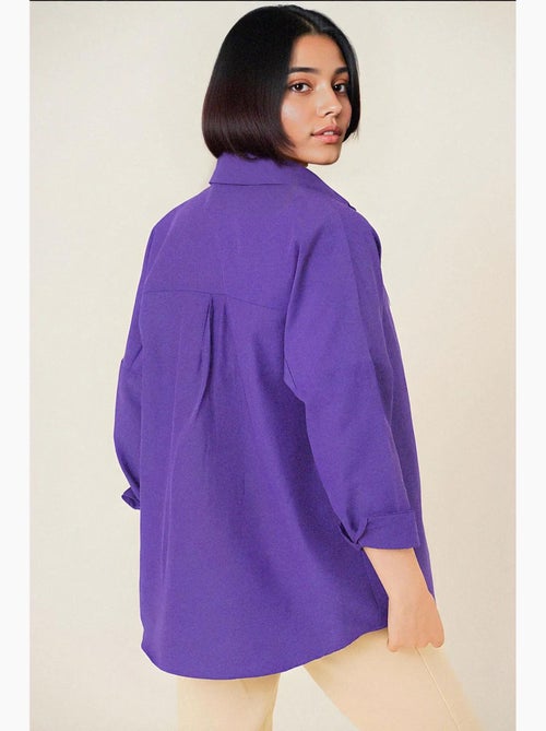 Camisa de popelina relaxed fit com fecho de botões bdart - Kiabi Camisa de popelina relaxed fit com fecho de botões bdart - Kiabi