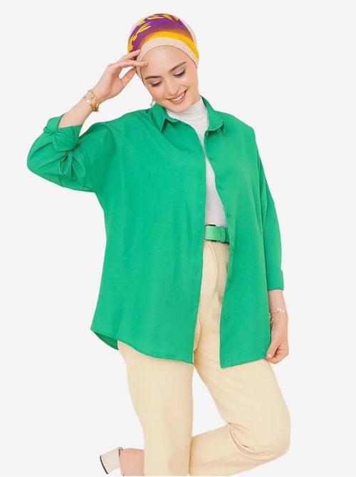 Camisa de popelina relaxed fit com fecho de botões bdart - Kiabi Camisa de popelina relaxed fit com fecho de botões bdart - Kiabi