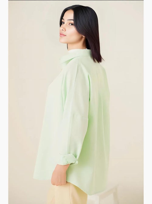 Camisa de popelina relaxed fit com fecho de botões bdart - Kiabi Camisa de popelina relaxed fit com fecho de botões bdart - Kiabi