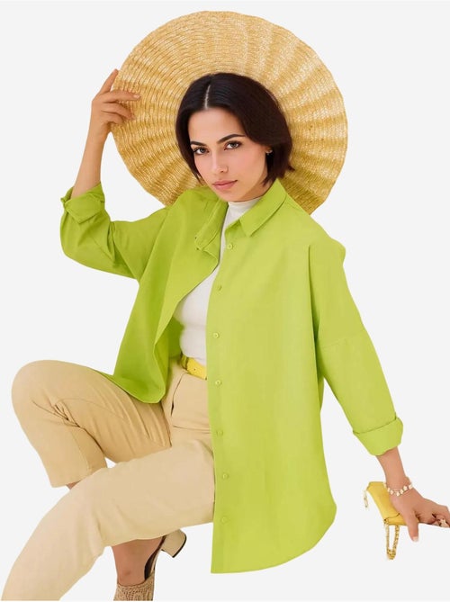 Camisa de popelina relaxed fit com fecho de botões bdart - Kiabi Camisa de popelina relaxed fit com fecho de botões bdart - Kiabi