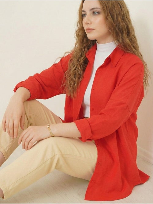 Camisa de popelina relaxed fit com fecho de botões bdart - Kiabi Camisa de popelina relaxed fit com fecho de botões bdart - Kiabi