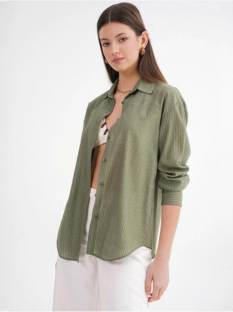 Camisa de popelina relaxed fit mixray Cáqui - Kiabi