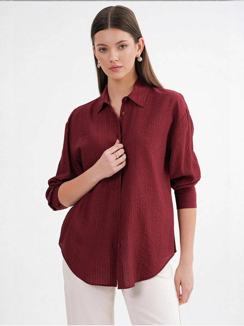 Camisa de popelina relaxed fit mixray Vermelho bordô - Kiabi