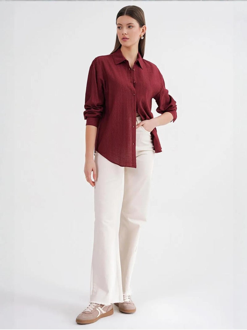 Camisa de popelina relaxed fit mixray Vermelho bordô - Kiabi
