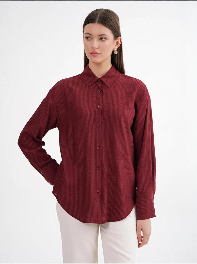Camisa de popelina relaxed fit mixray Vermelho bordô - Kiabi