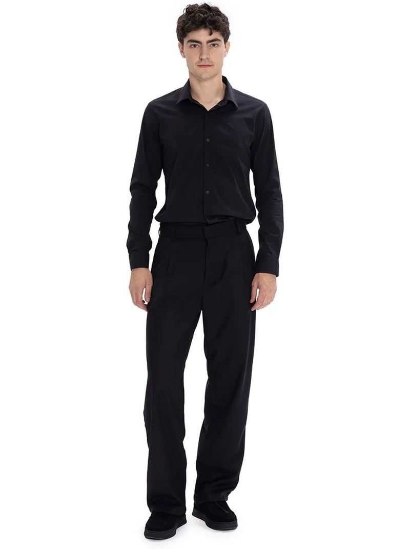 Camisa de popelina slim fit com botões giesto Preto - Kiabi