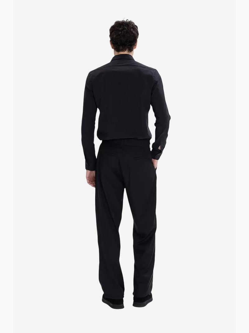 Camisa de popelina slim fit com botões giesto Preto - Kiabi
