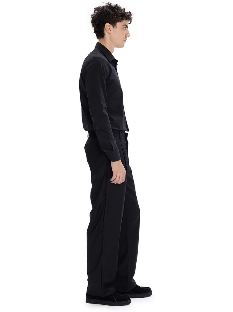Camisa de popelina slim fit com botões giesto Preto - Kiabi