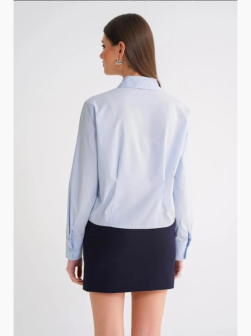 Camisa de popelina slim fit de manga comprida mixray Azul-céu - Kiabi