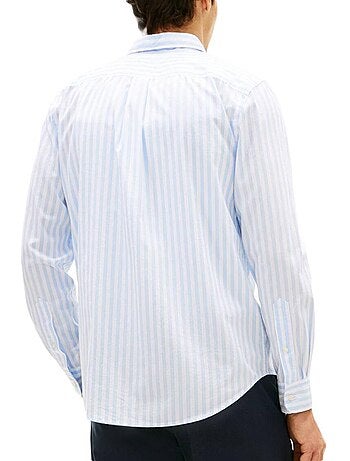 Camisa de popelina tommy hilfiger azul/branca para homem