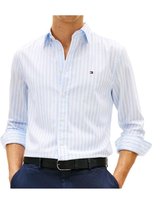 Camisa de popelina tommy hilfiger azul/branca para homem - Kiabi Camisa de popelina tommy hilfiger azul/branca para homem - Kiabi