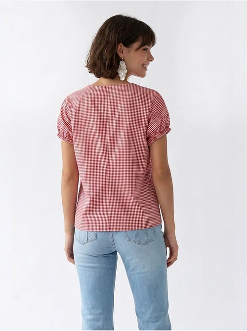 Camisa de popelina xadrez gingham com botões mixray - Kiabi Camisa de popelina xadrez gingham com botões mixray - Kiabi