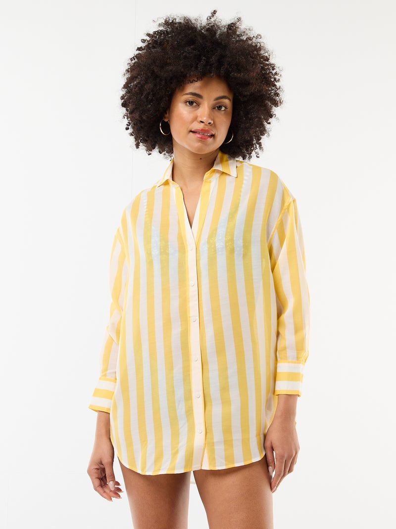 Camisa de praia fluida estampada Amarelo - Kiabi