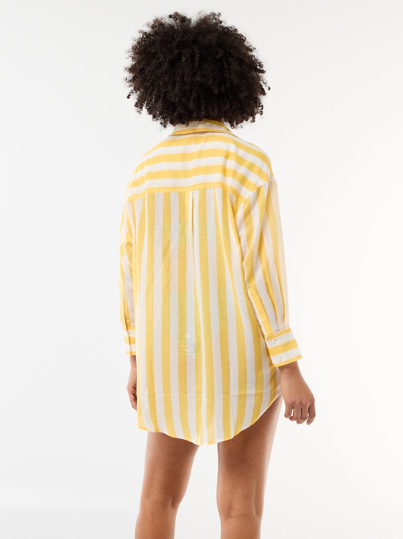 Camisa de praia fluida estampada Amarelo - Kiabi