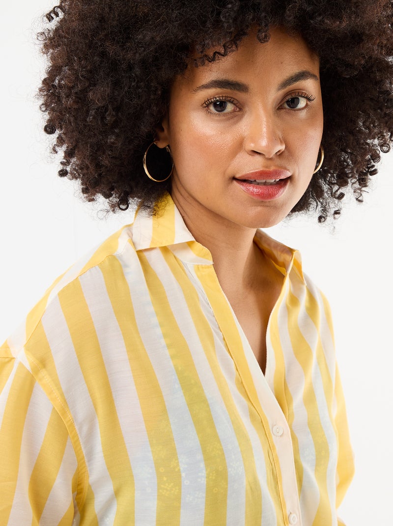 Camisa de praia fluida estampada Amarelo - Kiabi