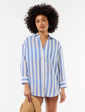 Camisa de praia fluida estampada