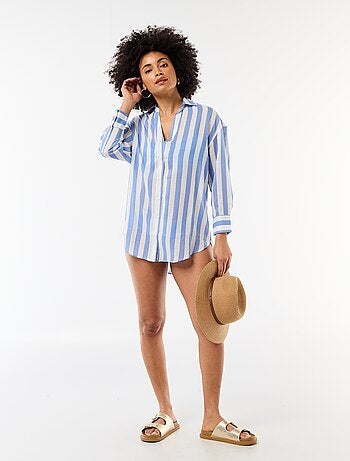 Camisa de praia fluida estampada