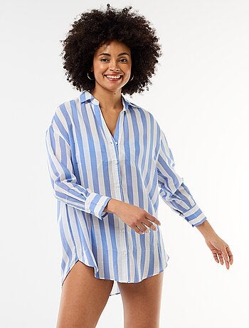 Camisa de praia fluida estampada