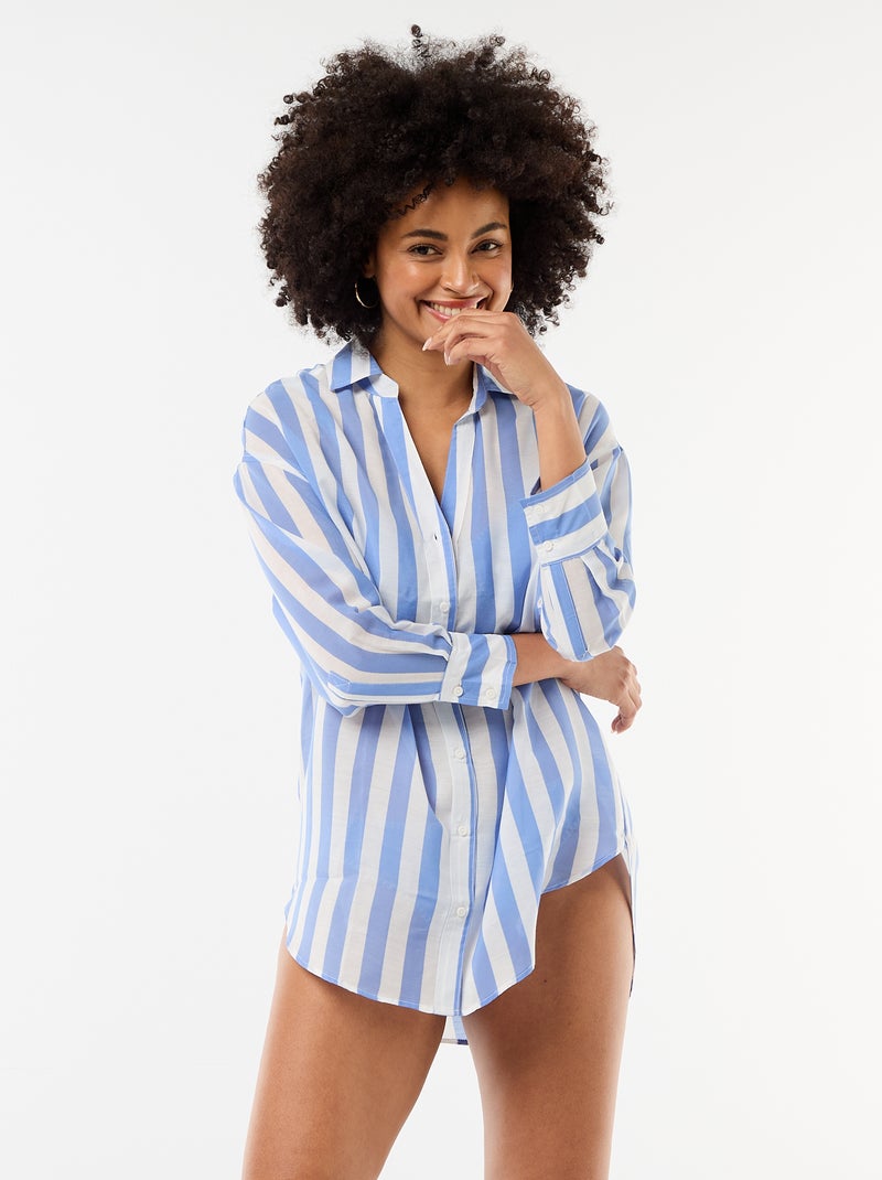 Camisa de praia fluida estampada Azul - Kiabi