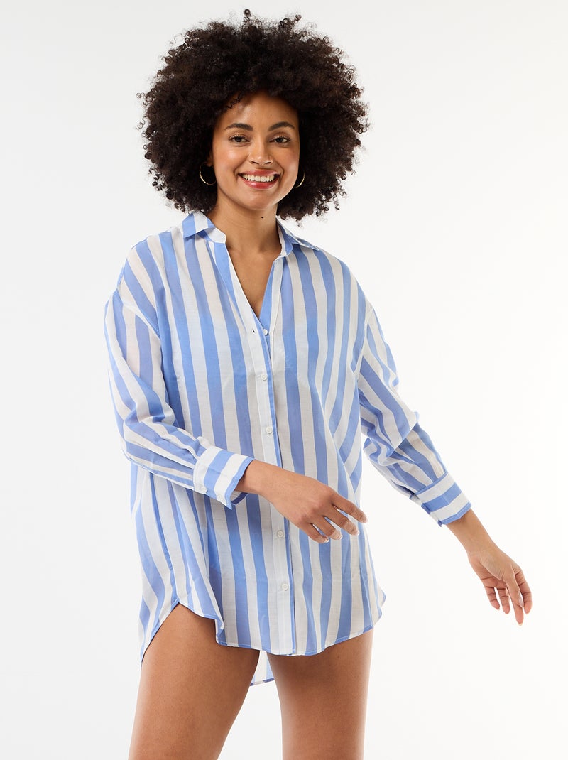 Camisa de praia fluida estampada Azul - Kiabi