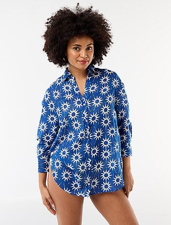 Camisa de praia fluida estampada