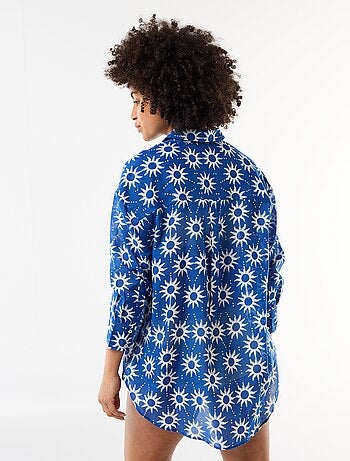 Camisa de praia fluida estampada