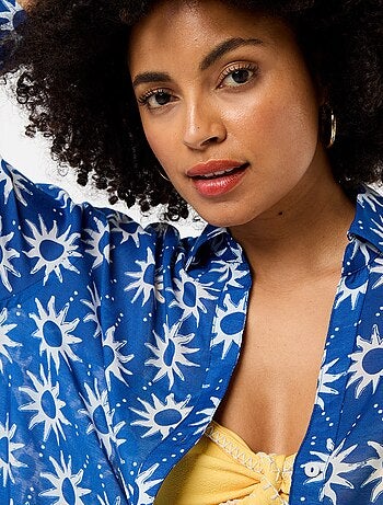 Camisa de praia fluida estampada