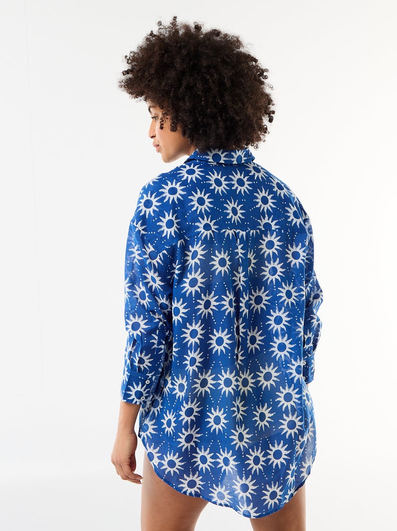 Camisa de praia fluida estampada Azul - Kiabi