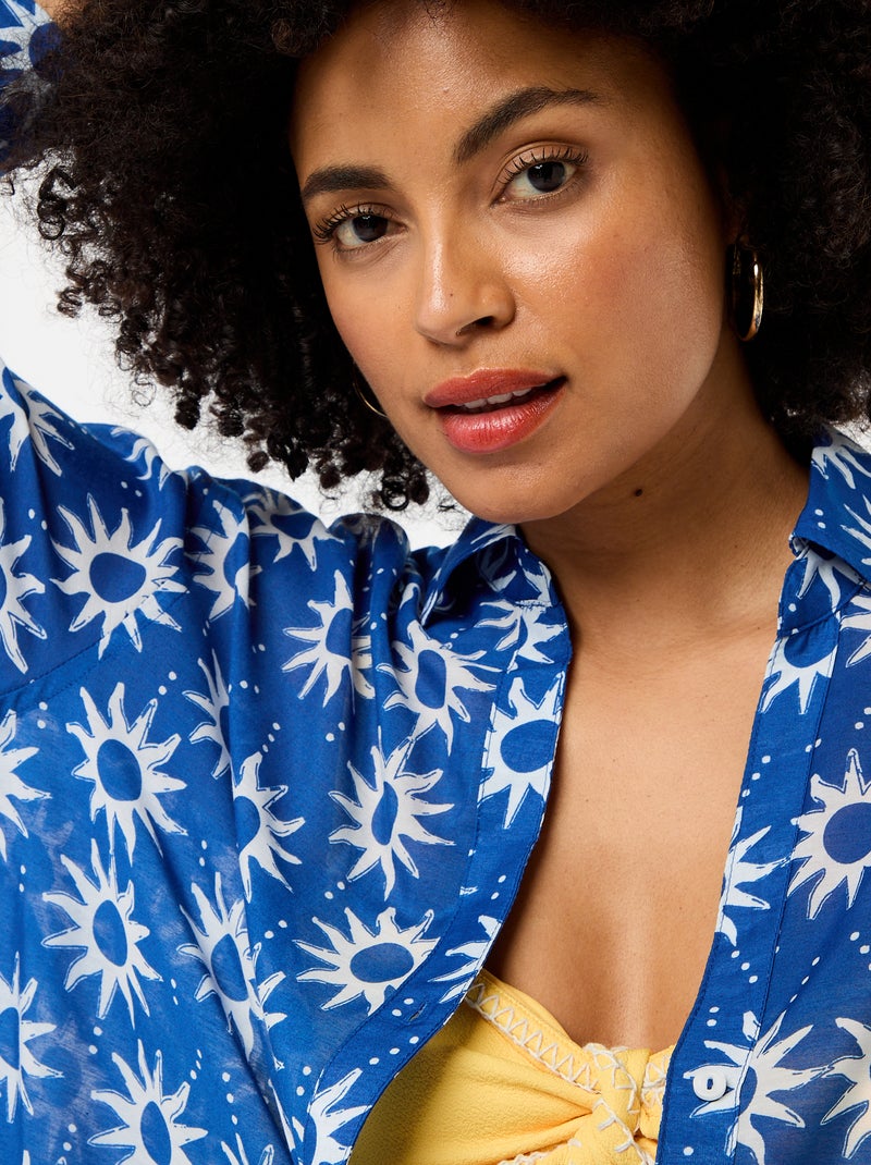 Camisa de praia fluida estampada Azul - Kiabi