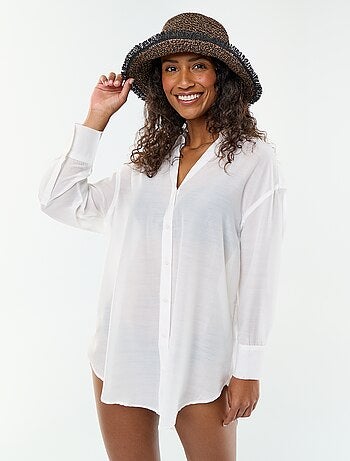 Camisa de praia fluida estampada