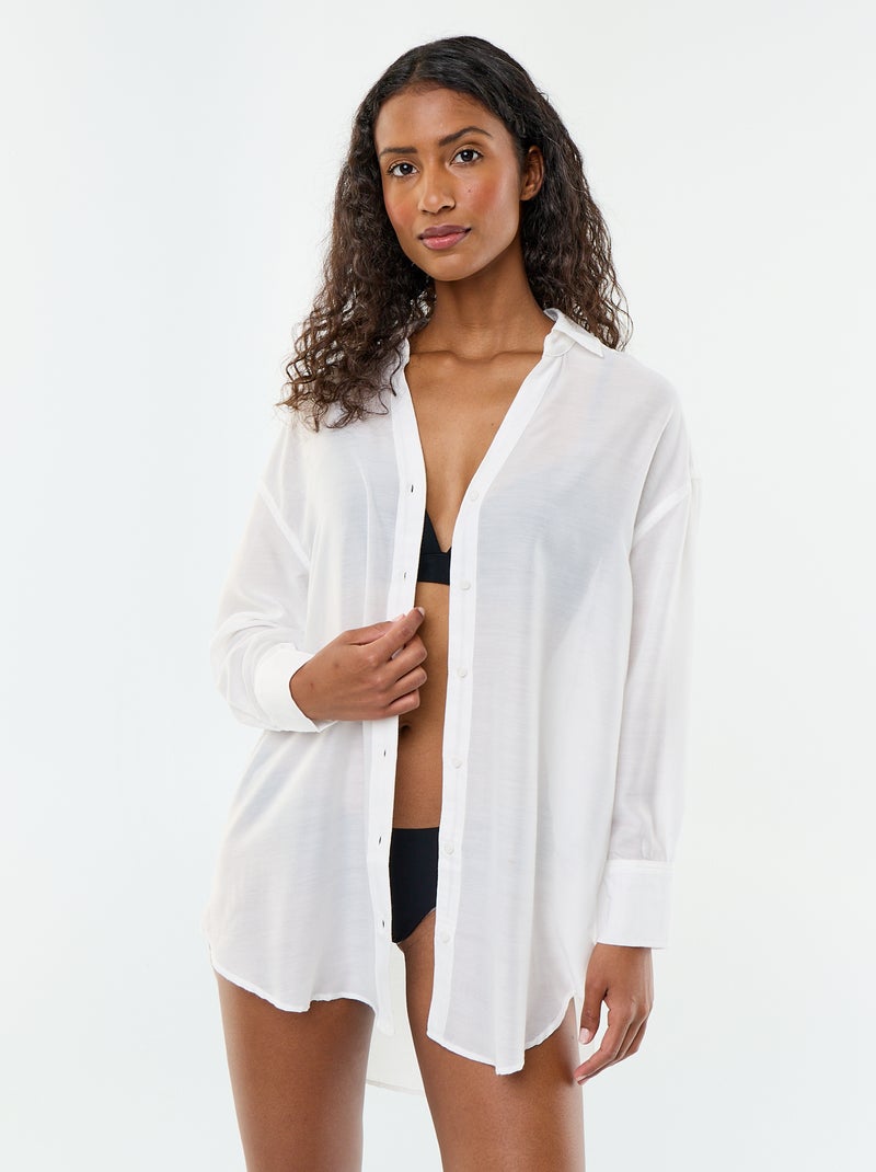 Camisa de praia fluida estampada Branco - Kiabi
