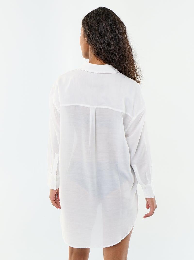 Camisa de praia fluida estampada Branco - Kiabi