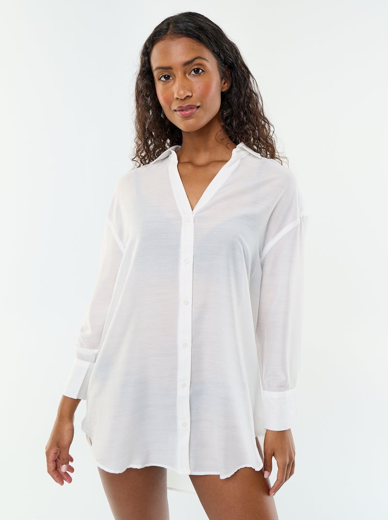 Camisa de praia fluida estampada Branco - Kiabi