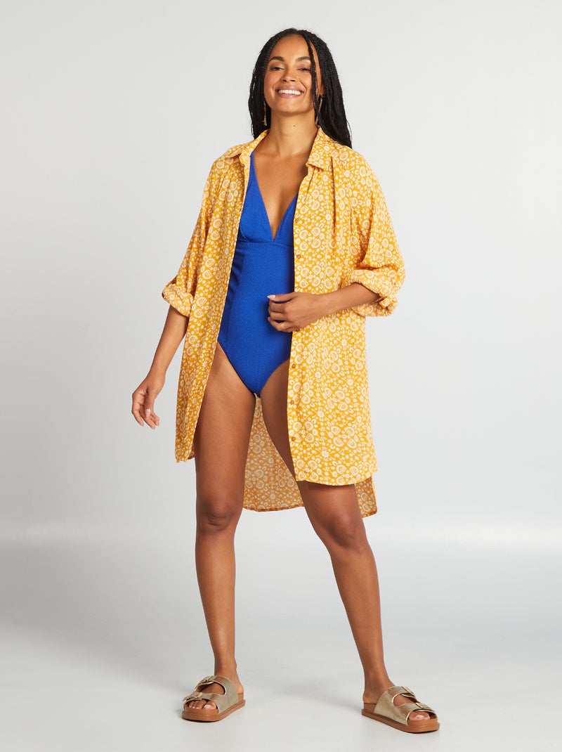 Camisa de praia semi-comprida AMARELO - Kiabi