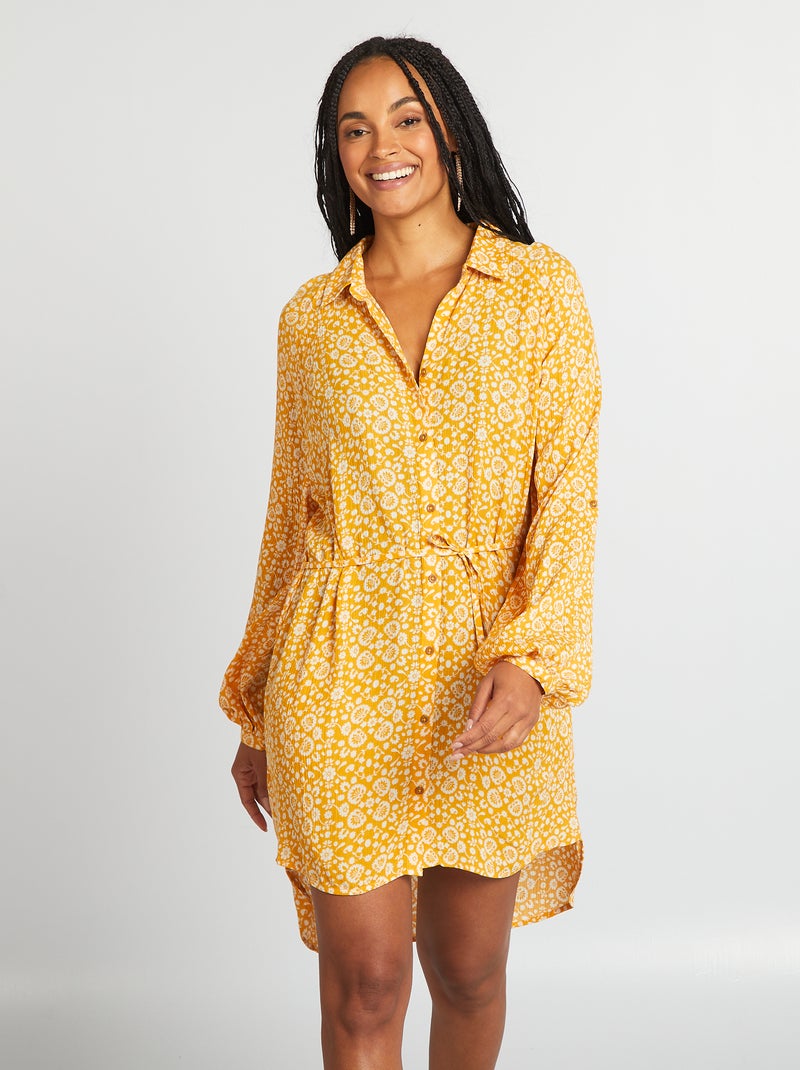 Camisa de praia semi-comprida AMARELO - Kiabi