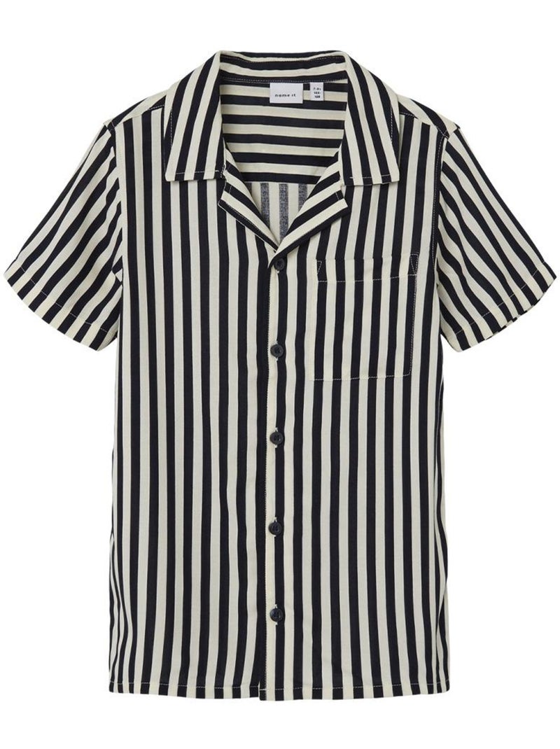 Camisa de Rapaz Name it Ferane Riscas Preto/Branco Preto - Kiabi