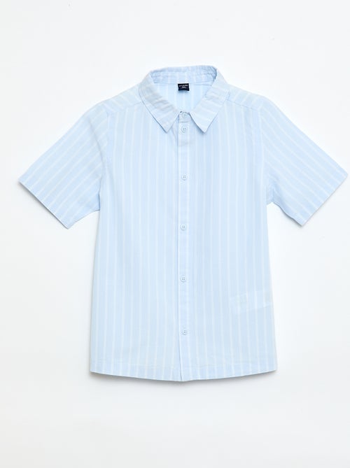 Camisa de riscas de manga curta em algodão - Kiabi