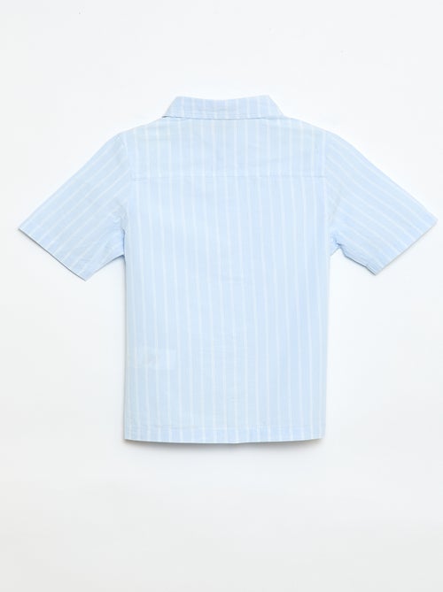 Camisa de riscas de manga curta em algodão - Kiabi