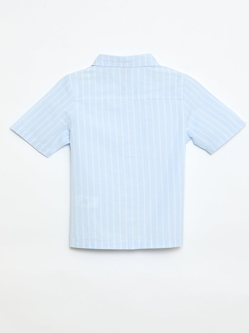 Camisa de riscas de manga curta em algodão Azul - Kiabi
