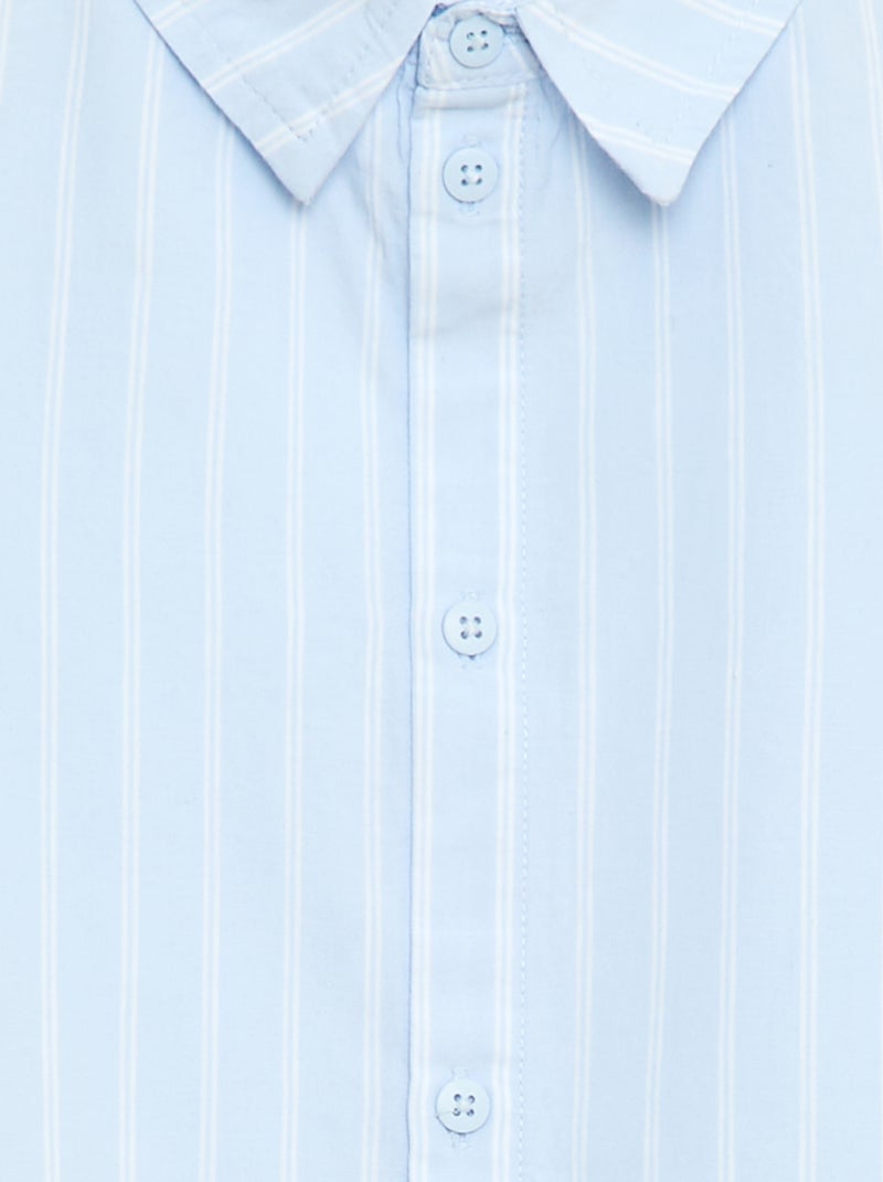 Camisa de riscas de manga curta em algodão Azul - Kiabi