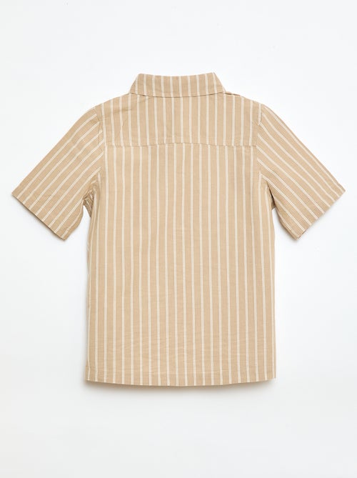 Camisa de riscas de manga curta em algodão - Kiabi