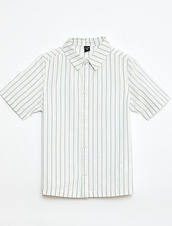 Camisa de riscas de manga curta em algodão