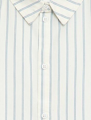 Camisa de riscas de manga curta em algodão