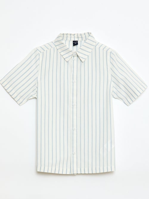 Camisa de riscas de manga curta em algodão - Kiabi