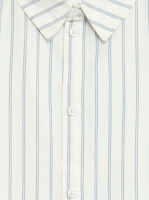 Camisa de riscas de manga curta em algodão - Kiabi