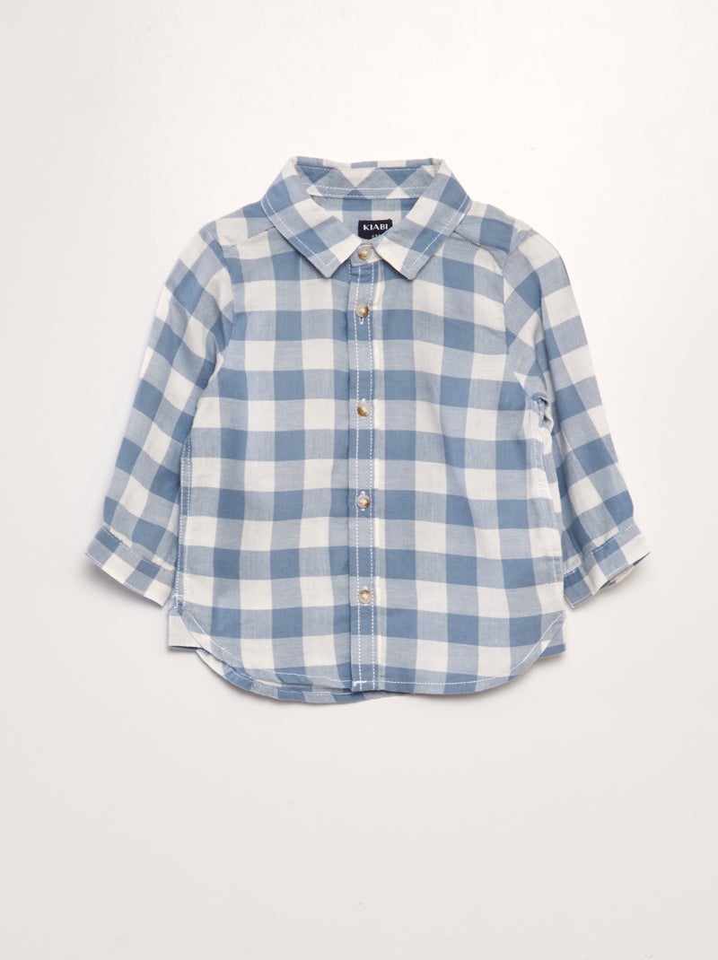 Camisa de sarja aos quadrados BRANCO - Kiabi