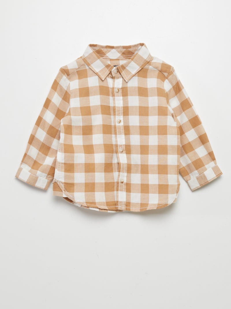 Camisa de sarja aos quadrados BRANCO - Kiabi