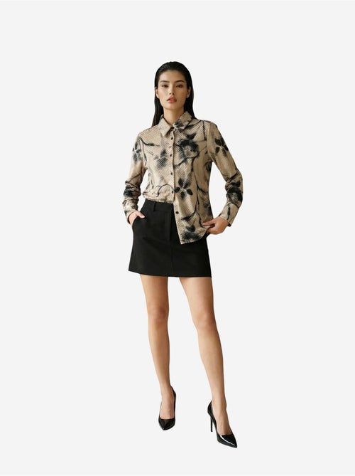 Camisa de senhora em veludo tecido com padrão abstrato my fashion - Kiabi