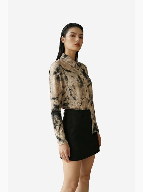 Camisa de senhora em veludo tecido com padrão abstrato my fashion - Kiabi